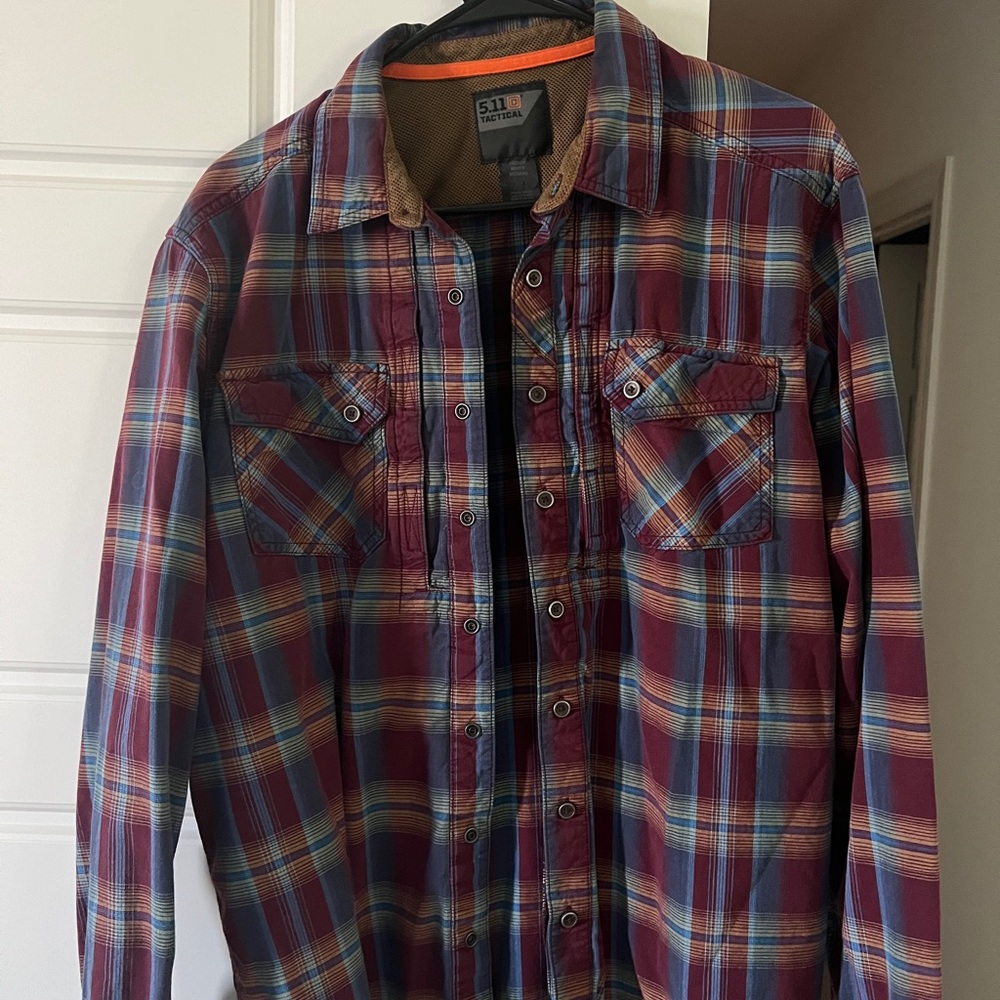 Tactical plaid button shirt